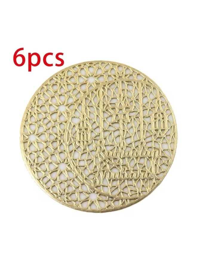 Kandid Ramadan Golden Foil Moon & Star Hollow Coasters (6pcs) - Image 2